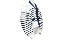 画像をギャラリービューアに読み込む, Sacai サカイ カーディガン ホワイト ネイビー ポリエステル 23-06490 サイズ2 美品 中古 66845