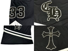 Load image into Gallery viewer, CHROME HEARTS クロムハーツ PPO HOCKEY JERSEY ホッケーシャツ サイズM レザークロスパッチ シルバー925 ブラック 美品 中古 66920