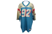 Load image into Gallery viewer, FUBU THE COLLECTION フブ ゲームシャツ ホッケーシャツ サイズXL ポリエステル ブルー レッド ゴールド メッシュ 美品 中古 66992