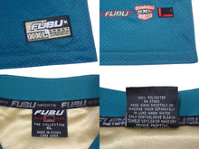 Load image into Gallery viewer, FUBU THE COLLECTION フブ ゲームシャツ ホッケーシャツ サイズXL ポリエステル ブルー レッド ゴールド メッシュ 美品 中古 66992