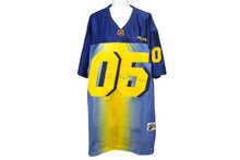 Load image into Gallery viewer, FUBU THE COLLECTION フブ ゲームシャツ ホッケーシャツ サイズF ポリエステル ブルー イエロー メッシュ 美品 中古 66993