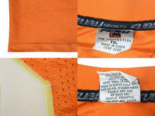 Load image into Gallery viewer, FUBU THE COLLECTION フブ ゲームシャツ ホッケーシャツ サイズXXL ポリエステル オレンジ イエロー メッシュ 美品 中古 66994