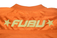 Load image into Gallery viewer, FUBU THE COLLECTION フブ ゲームシャツ ホッケーシャツ サイズXXL ポリエステル オレンジ イエロー メッシュ 美品 中古 66994