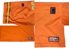 Load image into Gallery viewer, FUBU THE COLLECTION フブ ゲームシャツ ホッケーシャツ サイズXXL ポリエステル オレンジ イエロー メッシュ 美品 中古 66994