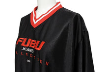 Load image into Gallery viewer, FUBU JEANS COLLECTION フブ ゲームシャツ ヴィンテージ サイズL ポリエステル ブラック ホワイト レッド 良品 中古 67122