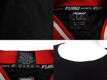 Load image into Gallery viewer, FUBU JEANS COLLECTION フブ ゲームシャツ ヴィンテージ サイズL ポリエステル ブラック ホワイト レッド 良品 中古 67122