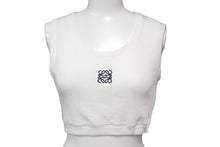 画像をギャラリービューアに読み込む, LOEWE ロエベ タンクトップ ノースリーブ 刺繍ロゴ入り S359Y23X85 サイズXS コットン ポリウレタン ホワイト ブラック 美品 中古 67521