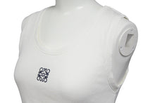 画像をギャラリービューアに読み込む, LOEWE ロエベ タンクトップ ノースリーブ 刺繍ロゴ入り S359Y23X85 サイズXS コットン ポリウレタン ホワイト ブラック 美品 中古 67521