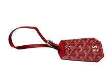 画像をギャラリービューアに読み込む, GOYARD ゴヤール ネームタグ バッグチャーム 名札 イニシャル入りレッド シルバー金具 美品 中古 67616