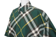 画像をギャラリービューアに読み込む, BURBERRY バーバリー チェックコットンシャツ サイズM グリーン エンブロイダリーロゴ 8082903 美品 中古 4c068356