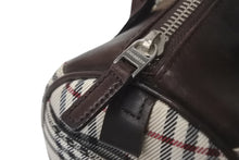 画像をギャラリービューアに読み込む, Burberry バーバリー ハンドバッグ ミニボストンバッグ ノバチェック柄 レザー キャンバス ベージュ ブラウン シルバー 美品 中古 4c068459
