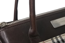 画像をギャラリービューアに読み込む, Burberry バーバリー ハンドバッグ ミニボストンバッグ ノバチェック柄 レザー キャンバス ベージュ ブラウン シルバー 美品 中古 4c068459