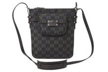 画像をギャラリービューアに読み込む, LOEWE ロエベ ショルダーバッグ 斜め掛けバッグ アナグラム ミニポーチ付き キャンバス レザー ブラック ブラウン 美品 中古 4c068488