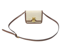 画像をギャラリービューアに読み込む, Burberry バーバリー TBミニショルダーバッグ ミニバッグ イタリア製 キャンバス レザー ベージュ ブラウン ゴールド 美品 中古 4c068588