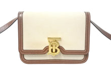 画像をギャラリービューアに読み込む, Burberry バーバリー TBミニショルダーバッグ ミニバッグ イタリア製 キャンバス レザー ベージュ ブラウン ゴールド 美品 中古 4c068588