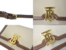 画像をギャラリービューアに読み込む, Burberry バーバリー TBミニショルダーバッグ ミニバッグ イタリア製 キャンバス レザー ベージュ ブラウン ゴールド 美品 中古 4c068588