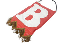 画像をギャラリービューアに読み込む, Burberry バーバリー フラッグバッグ クラッチバッグ 旗 イタリア製 レザー レッド ホワイト ゴールド金具 美品 中古 4c068608