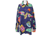 画像をギャラリービューアに読み込む, Versace Jeans Couture ヴェルサーチ ジーンズ クチュール カー ロゴ 長袖シャツ 柄 マルチカラー 車 コットン 美品 サイズL 中古 4c068758