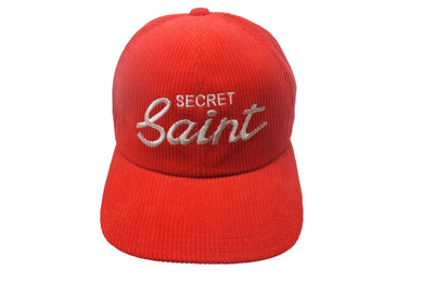 新品未使用 SAINT MICHAEL セントマイケル CAP キャップ SECRET シークレット コーデュロイ レッド ホワイト サイズ0S 中古 4c068898