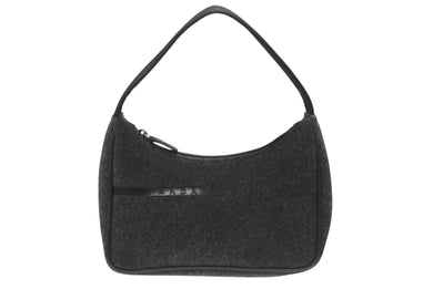 極美品 PRADA プラダ プラダスポーツ ワンショルダーバッグ ウール ナイロンキャンバス チャコール ブラック シルバー金具 中古 4b006941