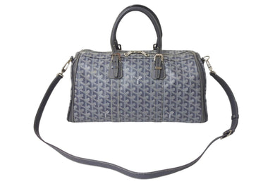 極美品 GOYARD ゴヤール クロワジエール35 ボストンバッグ グレー PVC レザー シルバー金具 中古 4c069428