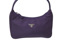 画像をギャラリービューアに読み込む, 極美品 PRADA プラダ ハンドバッグ ホーボー MV515 トライアングルロゴ パープル ナイロン シルバー金具 中古 4c069438