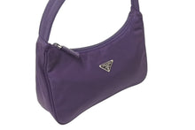 画像をギャラリービューアに読み込む, 極美品 PRADA プラダ ハンドバッグ ホーボー MV515 トライアングルロゴ パープル ナイロン シルバー金具 中古 4c069438
