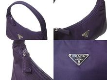 画像をギャラリービューアに読み込む, 極美品 PRADA プラダ ハンドバッグ ホーボー MV515 トライアングルロゴ パープル ナイロン シルバー金具 中古 4c069438