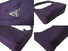 画像をギャラリービューアに読み込む, 極美品 PRADA プラダ ハンドバッグ ホーボー MV515 トライアングルロゴ パープル ナイロン シルバー金具 中古 4c069438