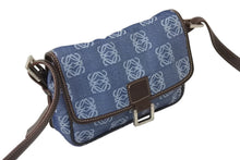 画像をギャラリービューアに読み込む, LOEWE ロエベ アナグラム ミニ ショルダーバッグ デニム レザー ブルー ブラウン 070312 スペイン製 シルバー金具 美品 中古 4c069805