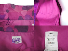 画像をギャラリービューアに読み込む, BAPE BY A BATHING APE ベイプ エイプ Yシャツ カモ パープル ピンク コットン 迷彩 サイズL 中古 美品 4c070111