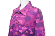 画像をギャラリービューアに読み込む, BAPE BY A BATHING APE ベイプ エイプ Yシャツ カモ パープル ピンク コットン 迷彩 サイズL 中古 美品 4c070111