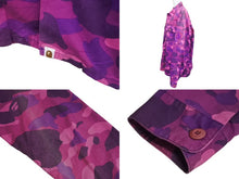 画像をギャラリービューアに読み込む, BAPE BY A BATHING APE ベイプ エイプ Yシャツ カモ パープル ピンク コットン 迷彩 サイズL 中古 美品 4c070111