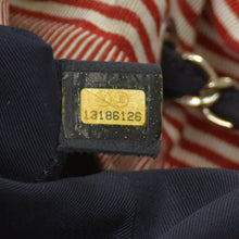 画像をギャラリービューアに読み込む, CHANEL シャネル ココカバスGM チェーントートバッグ A46887 13番台 ココマーク デニム キャンバス ストライプ シルバー金具 美品 中古 4b007857