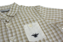 画像をギャラリービューアに読み込む, Dior ディオール ギンガムチェック柄 キッズ 半袖シャツ 2EBMCHE1VP ホワイト ベージュ 蜂 刺繍 子供服 コットン サイズ4A 美品 中古 4c073878