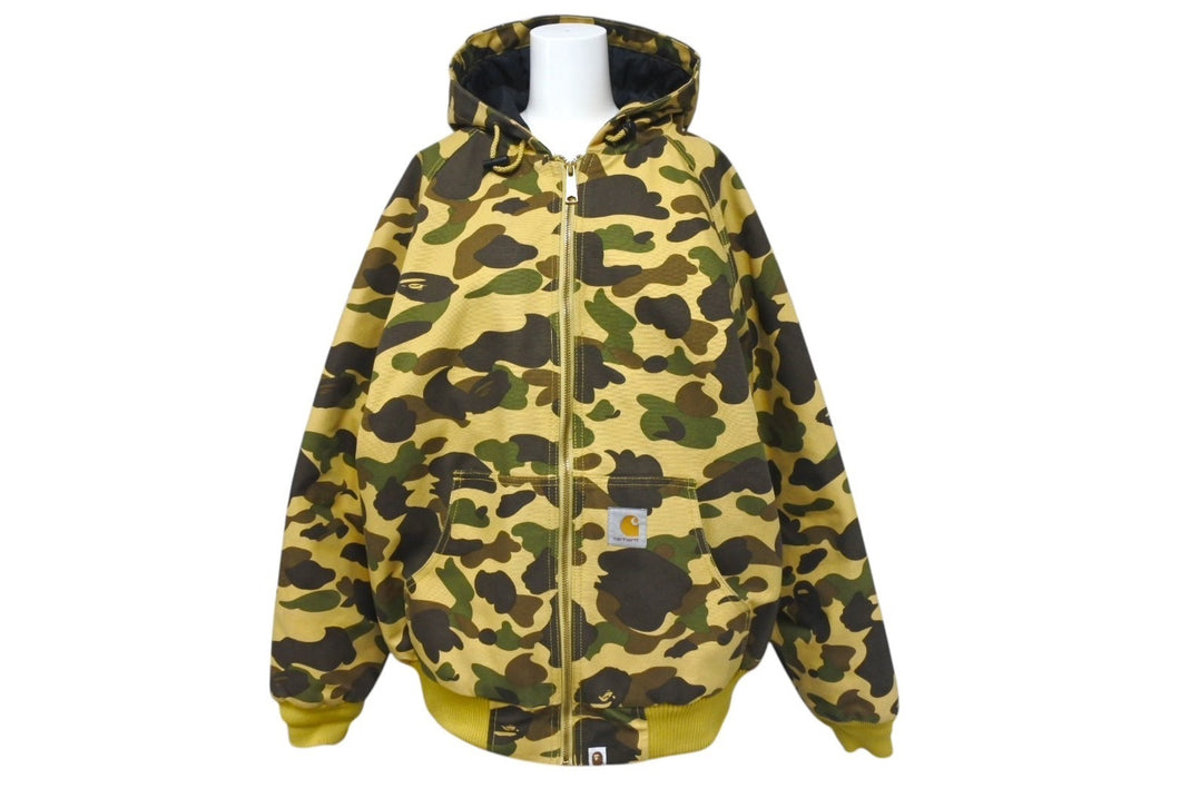 A BATHING APE X CARHARTT アベイシングエイプ X カーハート アクティブジャケット サイズL イエロー 美品 中古 4c074002