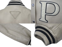 画像をギャラリービューアに読み込む, 極美品 PRADA プラダ FROM THE RUNWAY パッチ付 レザー ボンバージャケット 58A190 S000 15Y0 アイボリー サイズ40 中古 4c075747