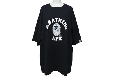 A BATHING APE アベイシングエイプ FLORAL CAMO COLLEGE TEE 半袖Tシャツ ブラック ホワイト マルチカラー 3XL 美品 中古 4c075943