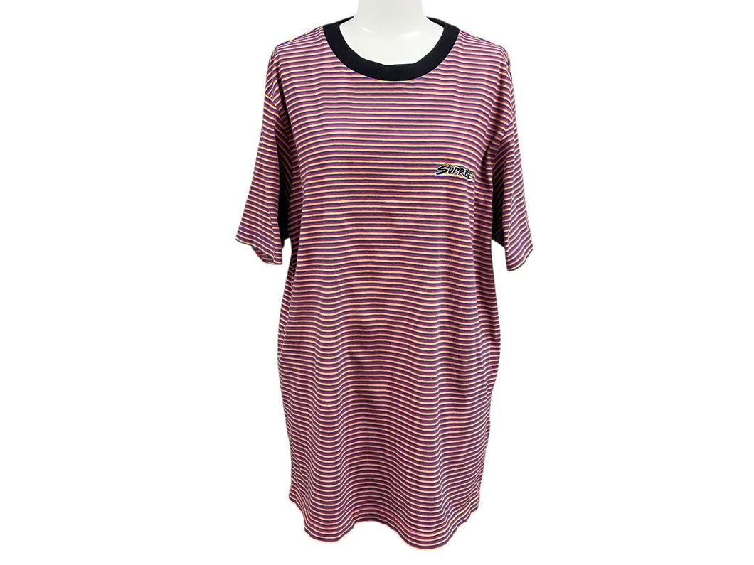 Supreme シュプリーム 16ss マルチ ボーダー 半袖Ｔシャツ ピンク イエロー ブルー コットン サイズM 美品 中古 4c076167