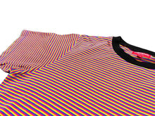 画像をギャラリービューアに読み込む, Supreme シュプリーム 16ss マルチ ボーダー 半袖Ｔシャツ ピンク イエロー ブルー コットン サイズM 美品 中古 4c076167