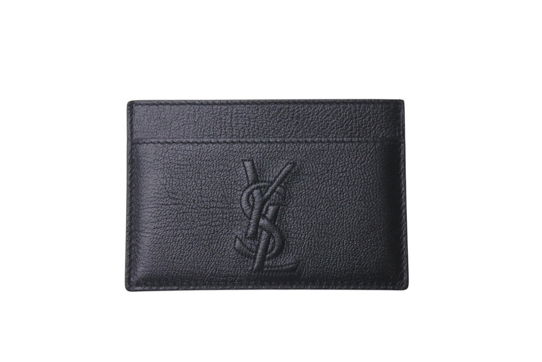 極美品 YVES SAINT LAURENT イヴサンローラン カードケース パスケース GRZ568986Y YSLロゴ レザー ブラック 中古 4c076183