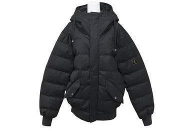 極美品 DOLCE&GABBANA ドルチェアンドガッバーナ ウールダウンジャケット G9JH4T サイズ50 ダークグレー ロゴプレート 中古 4c076240