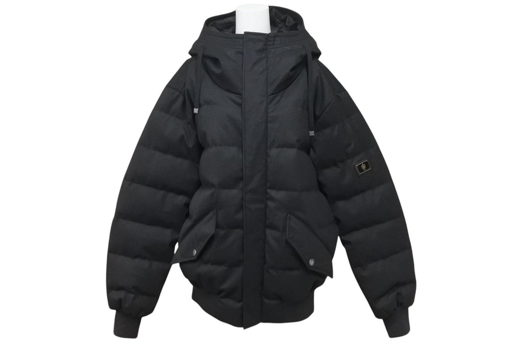 極美品 DOLCE&GABBANA ドルチェアンドガッバーナ ウールダウンジャケット G9JH4T サイズ50 ダークグレー ロゴプレート 中古 4c076240