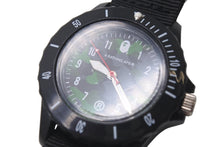 画像をギャラリービューアに読み込む, 極美品 A BATHING APE アベイシングエイプ 腕時計 回転ベゼル 迷彩柄 ブラック グリーン シルバー金具 中古 4c076255