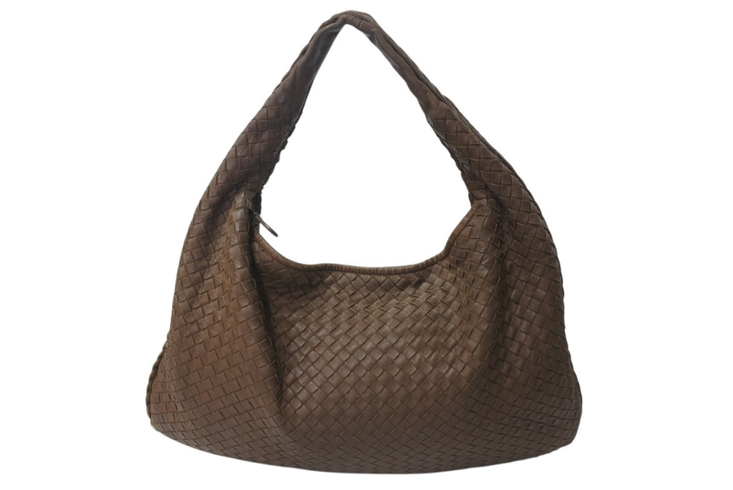 BOTTEGA VENETA ボッテガ ヴェネタ イントレチャート ホーボーバッグ ワンショルダーバッグ レザー ブラウン 77630S 良品 中古 4c076271