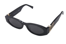 画像をギャラリービューアに読み込む, MIUMIU ミュウミュウ サングラス 54□21 135 ブラック サイドロゴ プラスチック 1AB5D1 美品 中古 4c076322