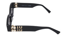 画像をギャラリービューアに読み込む, MIUMIU ミュウミュウ サングラス 54□21 135 ブラック サイドロゴ プラスチック 1AB5D1 美品 中古 4c076322