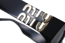 画像をギャラリービューアに読み込む, MIUMIU ミュウミュウ サングラス 54□21 135 ブラック サイドロゴ プラスチック 1AB5D1 美品 中古 4c076322