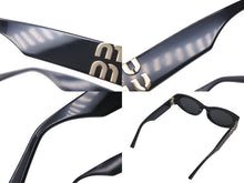 画像をギャラリービューアに読み込む, MIUMIU ミュウミュウ サングラス 54□21 135 ブラック サイドロゴ プラスチック 1AB5D1 美品 中古 4c076322