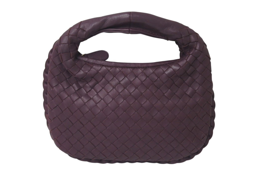 BOTTEGAVENETA ボッテガヴェネタ イントレチャート ホーボー ミニ ハンドバッグ 189227 レザー ゴールド金具 パープル 美品 中古 4c076372